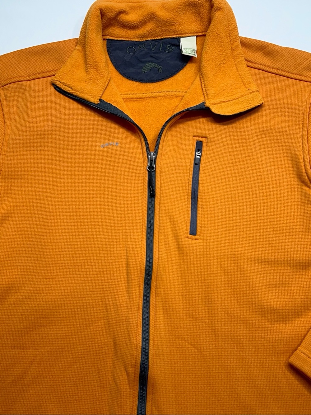 Orvis Full Zip Fleece Lined Jacket Mens Size Large Mock Neck Zip Pocket Fishing - Picture 2 of 12